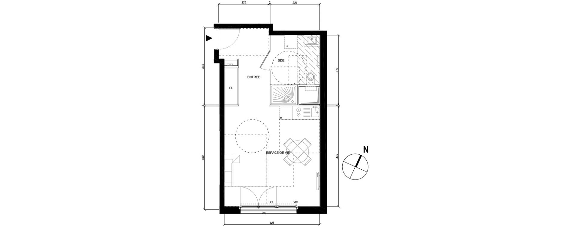 Appartement T1 de 32,16 m2 &agrave; Montesson Les rabaux