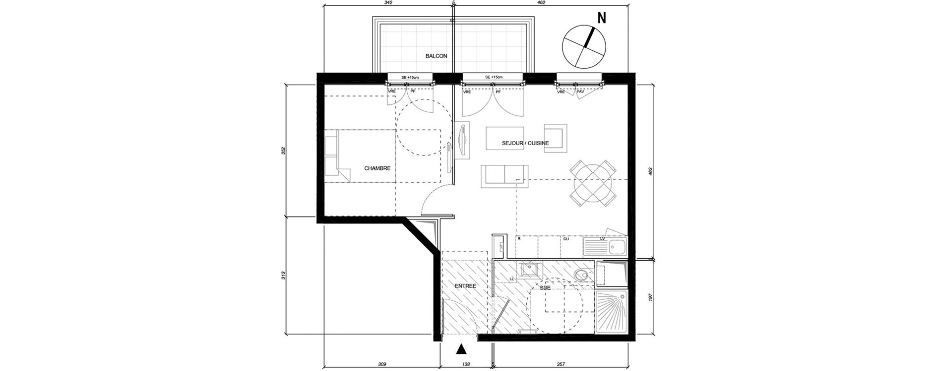Appartement T2 de 42,70 m2 &agrave; Montesson Les rabaux