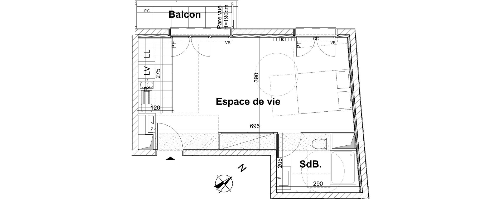 Appartement T1 de 31,82 m2 &agrave; Montesson Centre