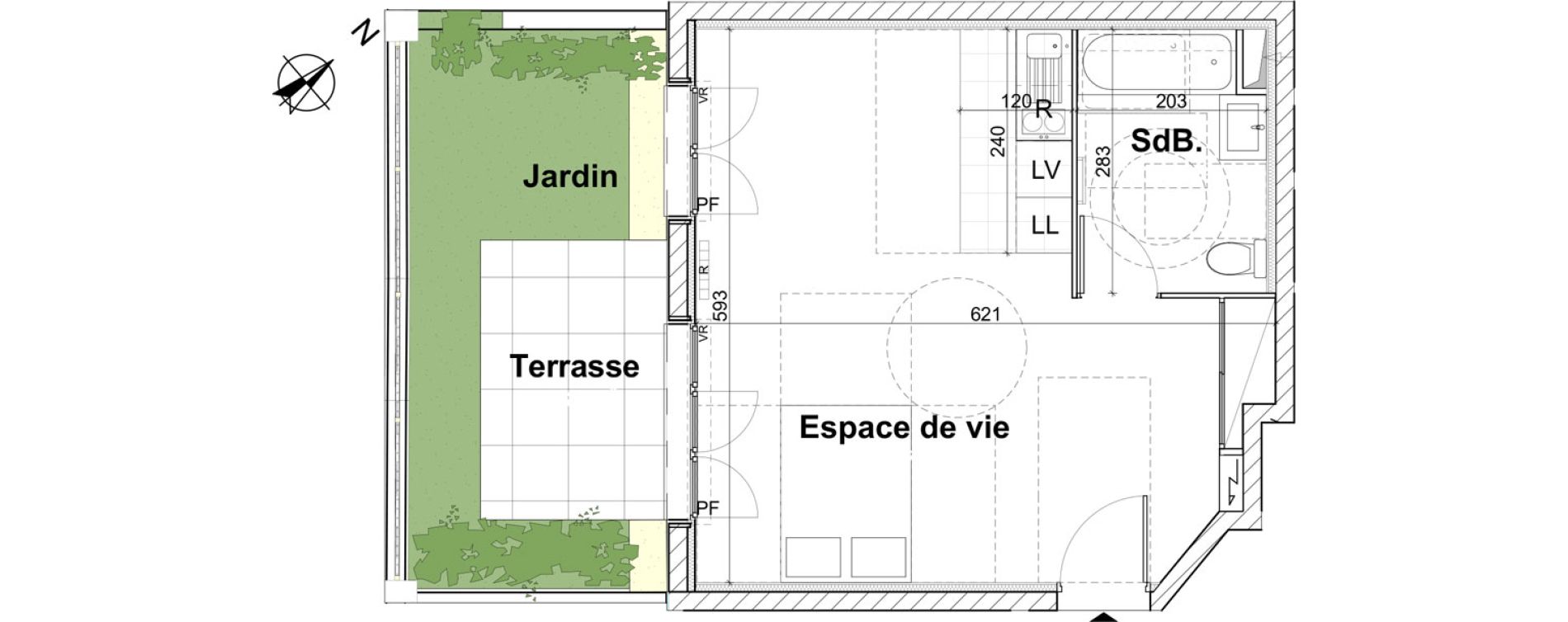 Appartement T1 de 34,79 m2 &agrave; Montesson Centre