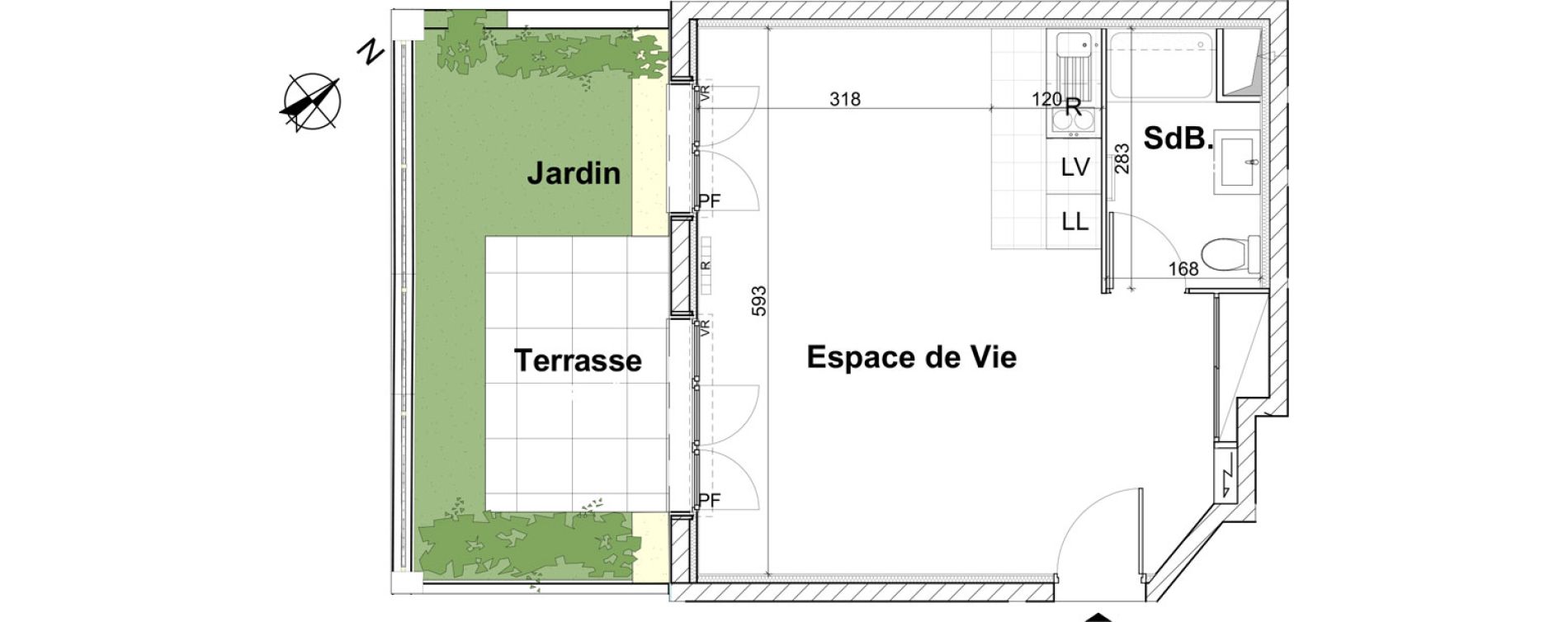 Appartement T1 de 34,79 m2 &agrave; Montesson Centre