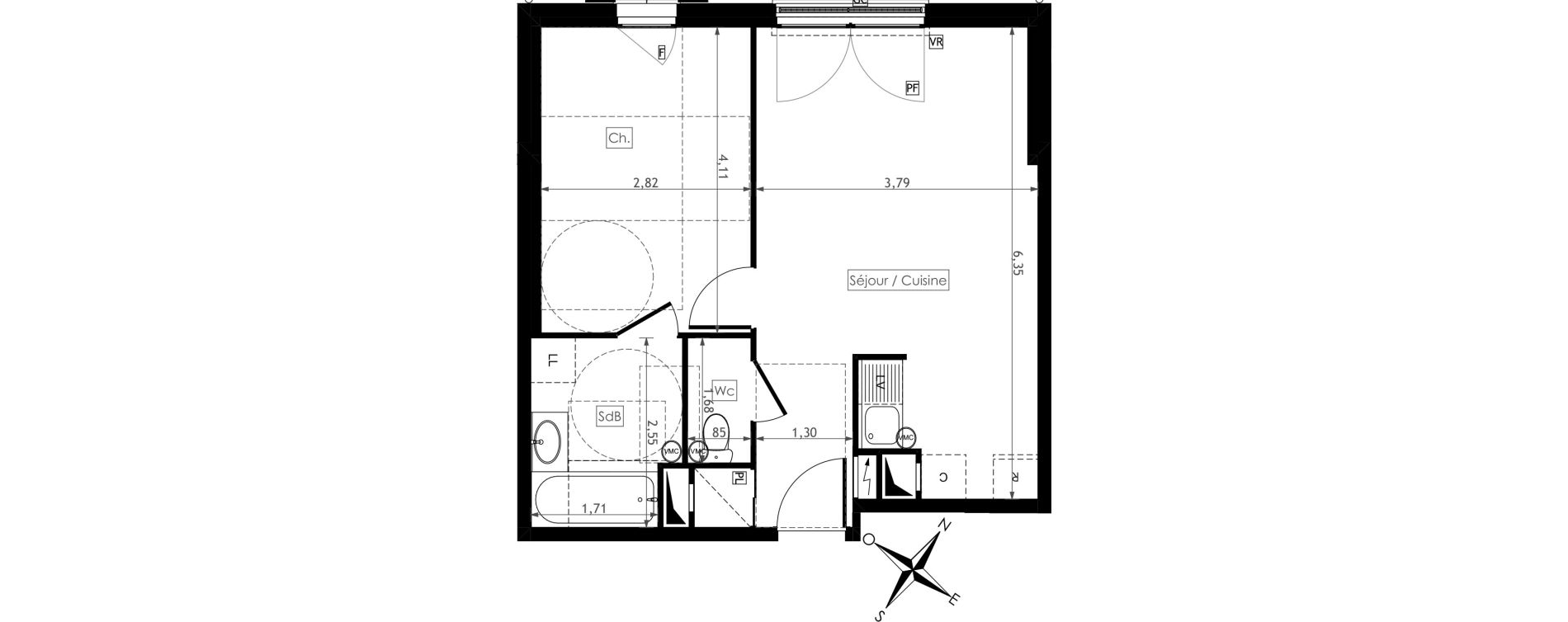Appartement T2 de 42,14 m2 &agrave; Montesson Centre