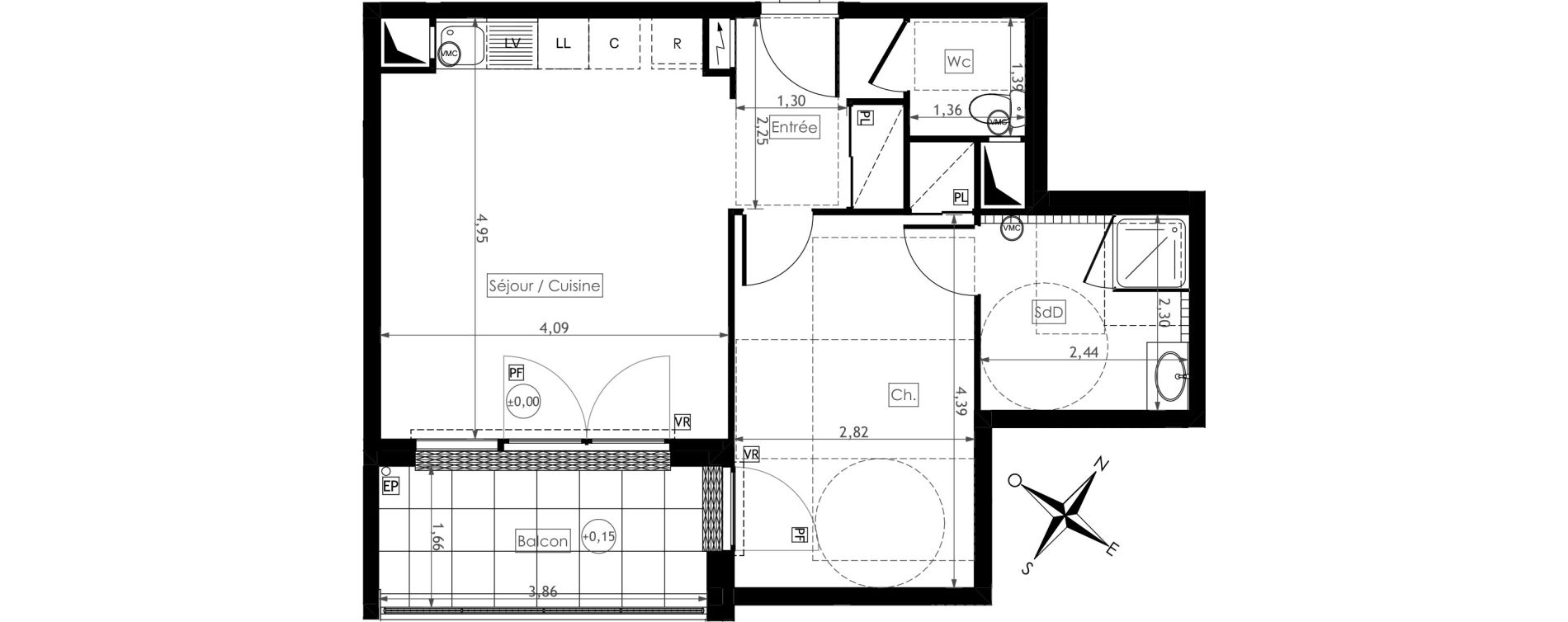 Appartement T2 de 44,91 m2 &agrave; Montesson Centre
