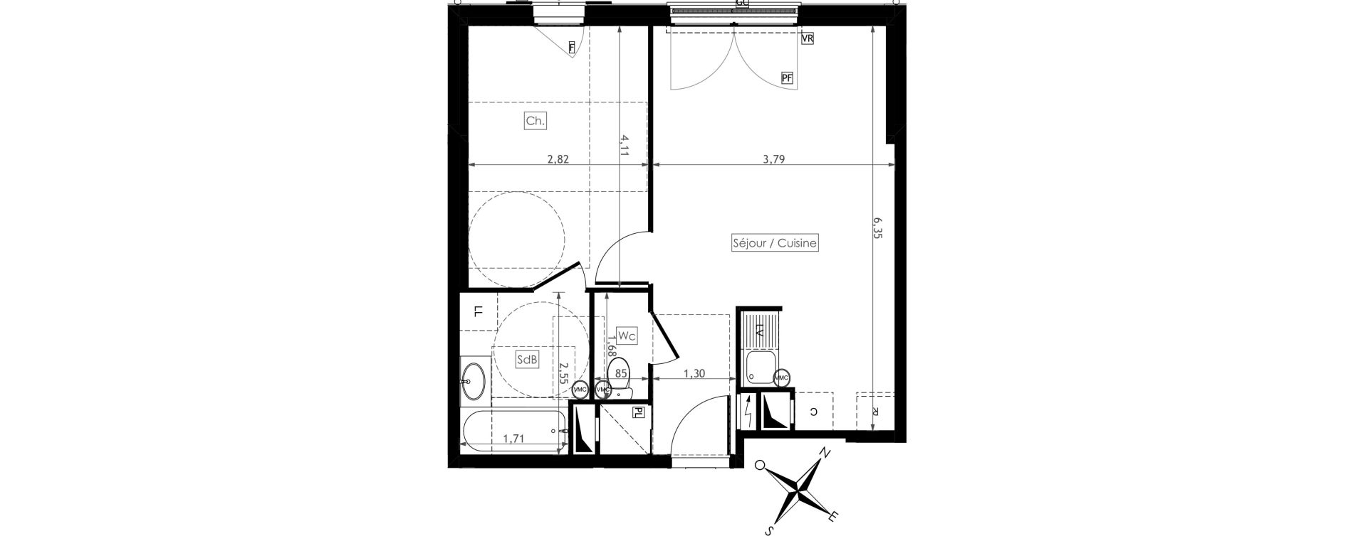 Appartement T2 de 42,14 m2 &agrave; Montesson Centre