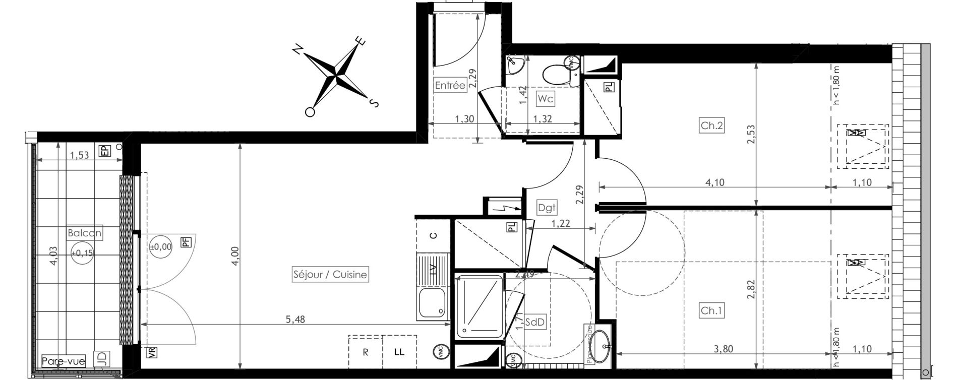 Appartement T3 de 57,85 m2 &agrave; Montesson Centre