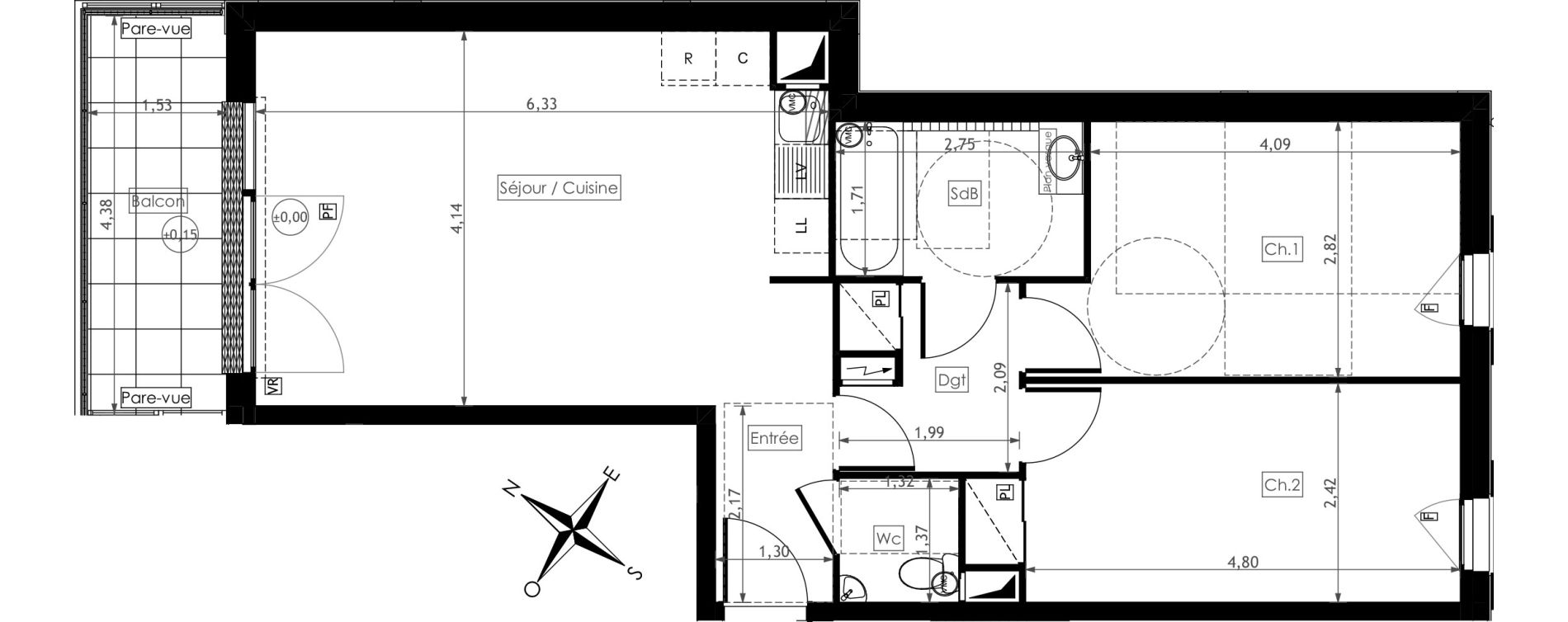 Appartement T3 de 63,57 m2 &agrave; Montesson Centre