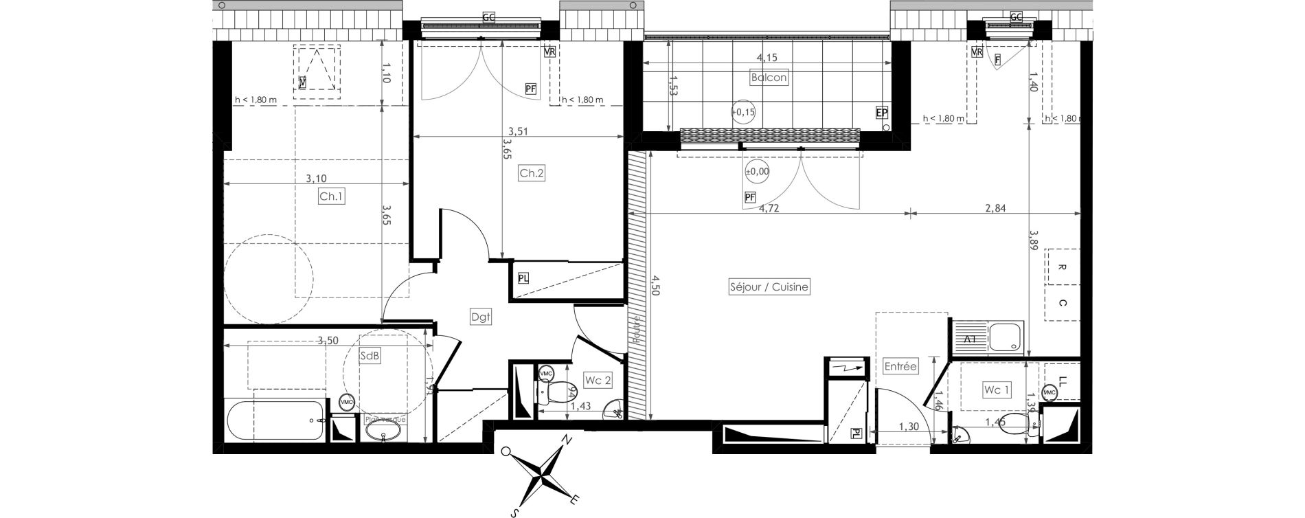 Appartement T3 de 74,66 m2 &agrave; Montesson Centre