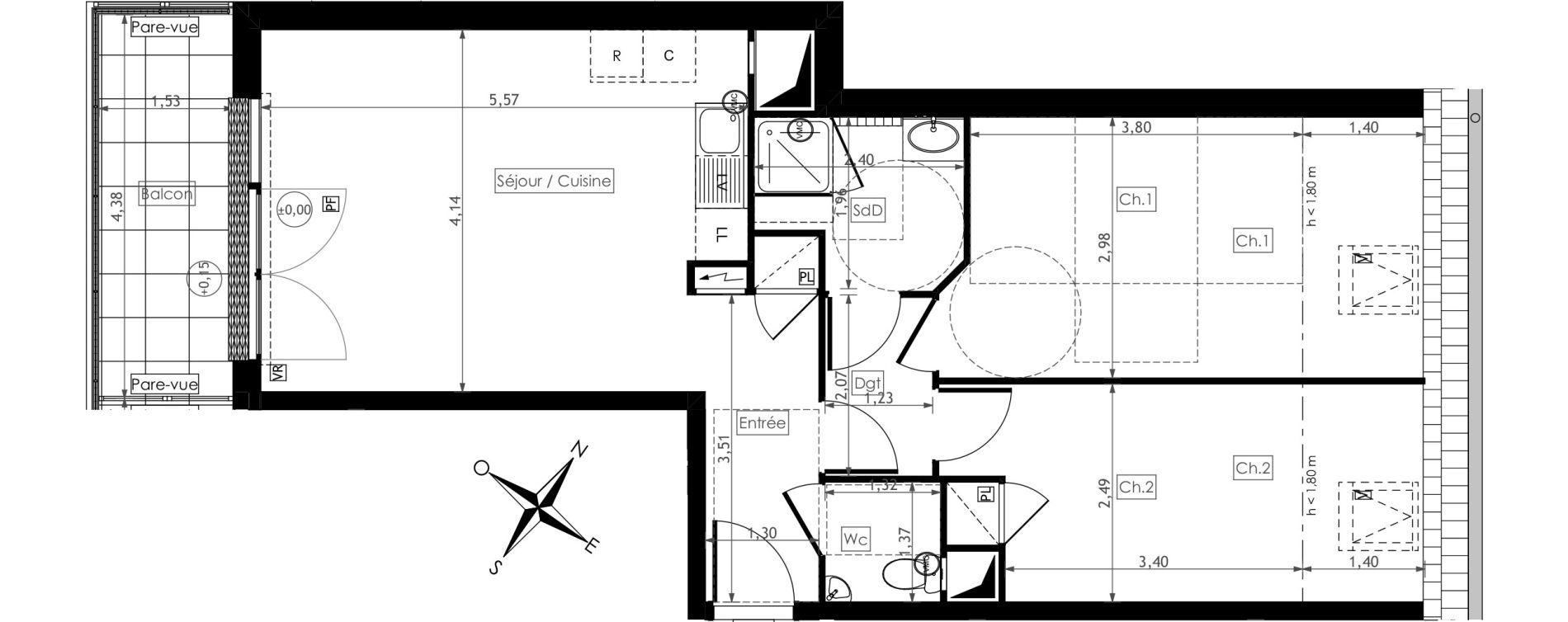 Appartement T3 de 57,34 m2 &agrave; Montesson Centre