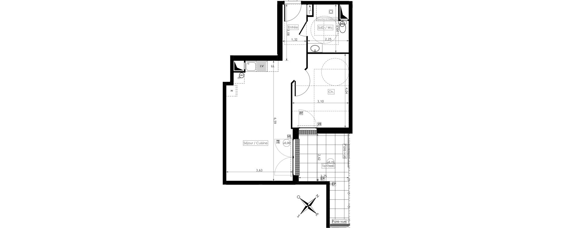 Appartement T2 de 44,16 m2 &agrave; Montesson Centre