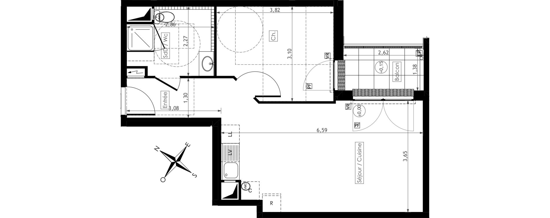 Appartement T2 de 44,17 m2 &agrave; Montesson Centre