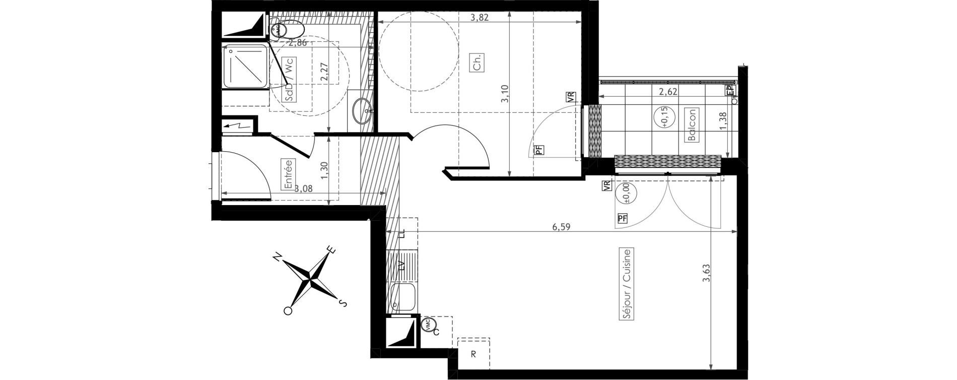 Appartement T2 de 44,68 m2 &agrave; Montesson Centre