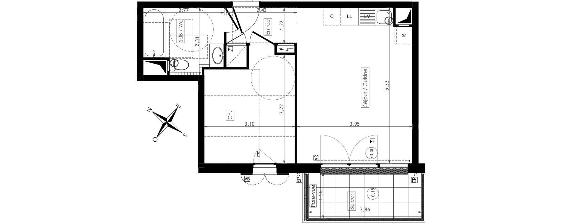 Appartement T2 de 40,71 m2 &agrave; Montesson Centre