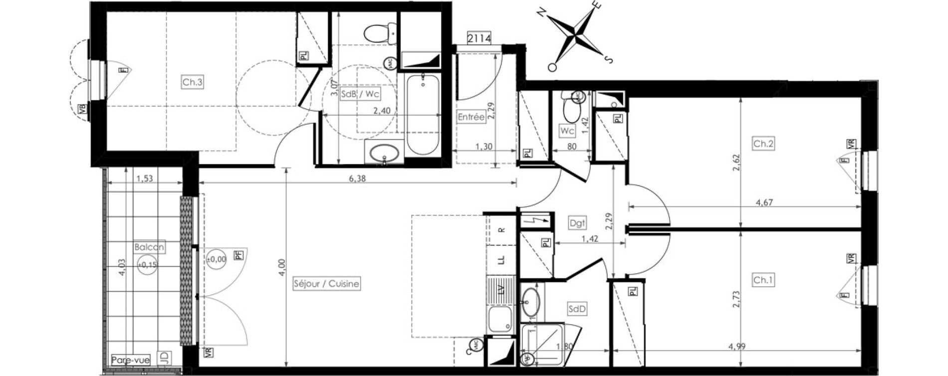Appartement T4 de 82,63 m2 &agrave; Montesson Centre