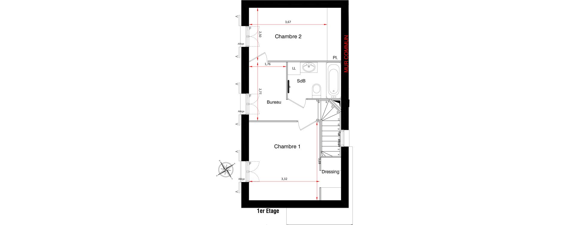 Maison T3 de 71,30 m2 &agrave; Montfort-L'Amaury Centre
