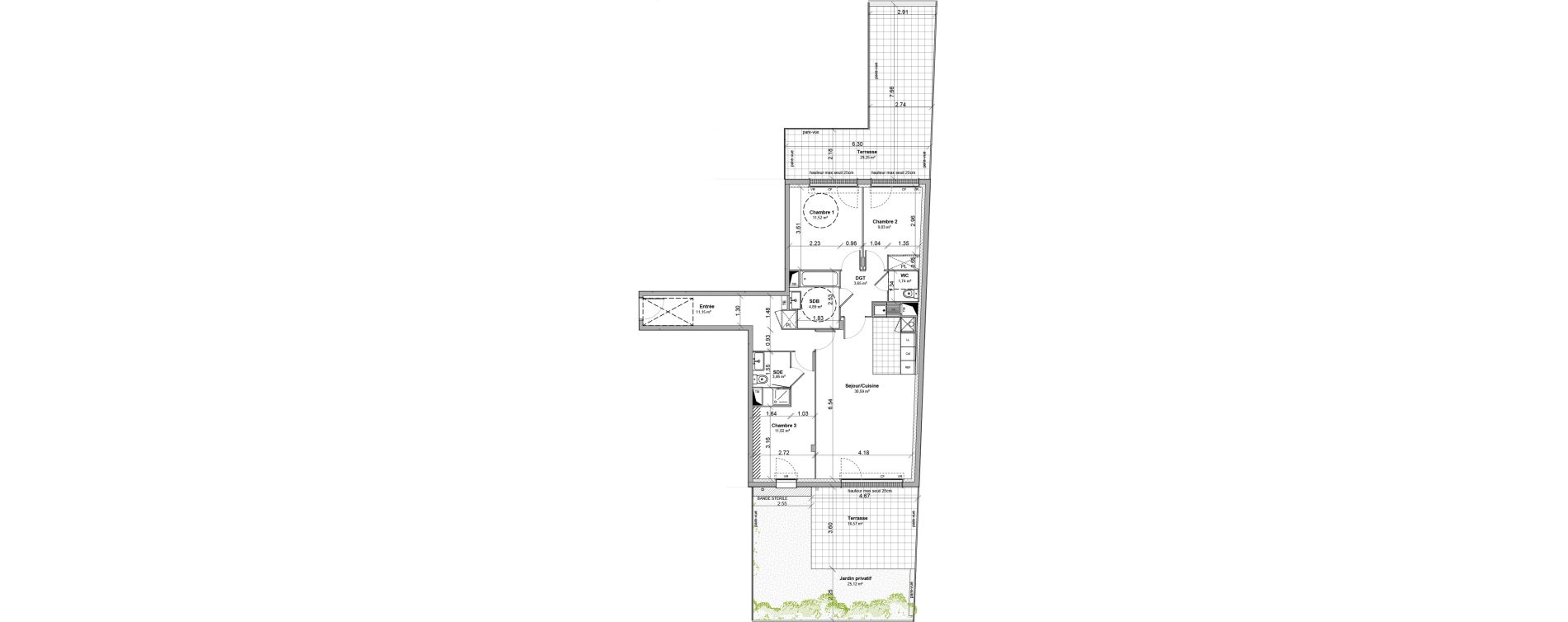 Appartement T4 de 87,05 m2 &agrave; Morainvilliers Centre