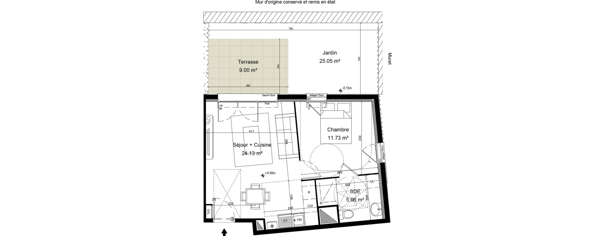 Appartement T2 de 40,92 m2 &agrave; Morainvilliers Centre