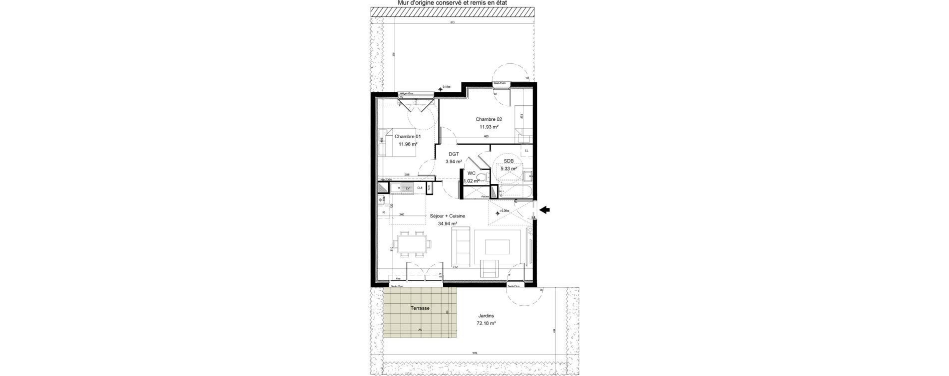 Appartement T3 de 69,12 m2 &agrave; Morainvilliers Centre