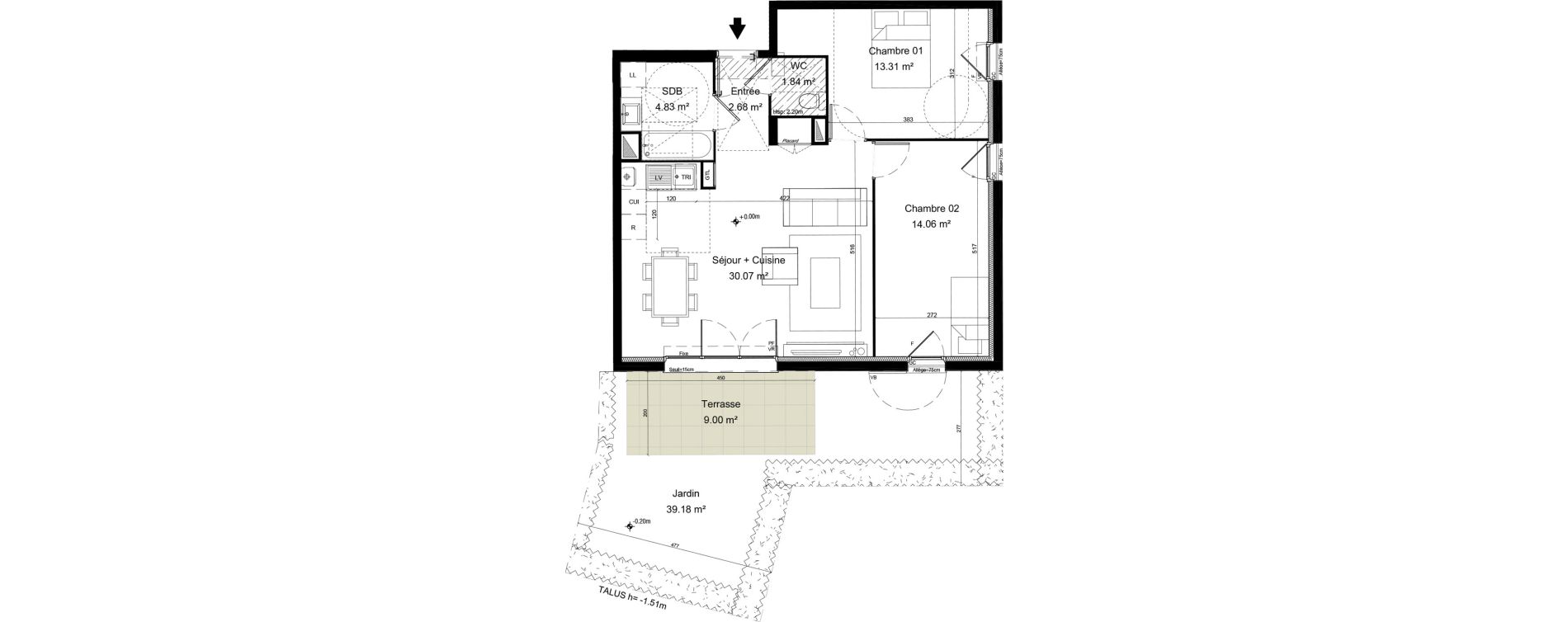 Appartement T3 de 66,79 m2 &agrave; Morainvilliers Centre