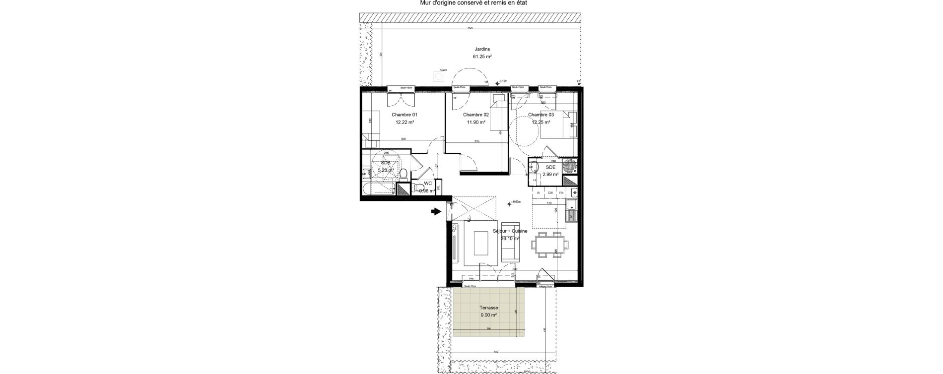 Appartement T4 de 81,65 m2 &agrave; Morainvilliers Centre