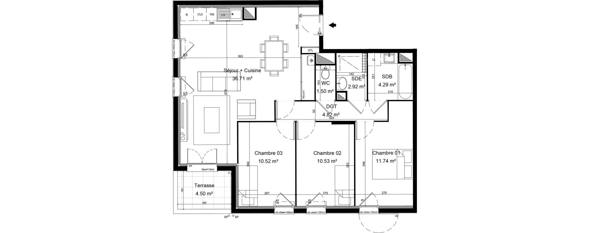 Appartement T4 de 83,03 m2 &agrave; Morainvilliers Centre