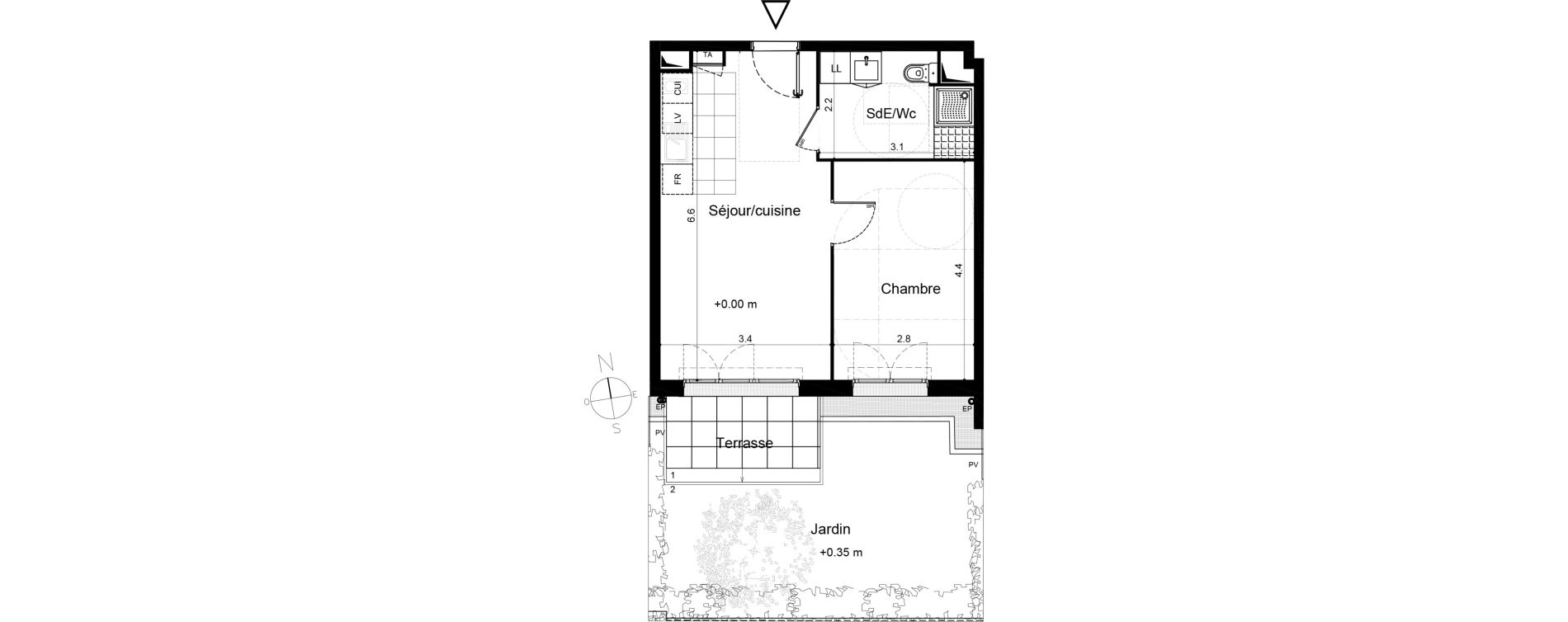 Appartement T2 de 39,47 m2 &agrave; Plaisir Centre