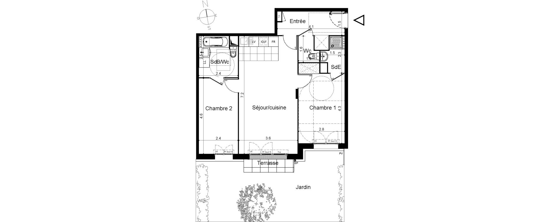 Appartement T3 de 66,13 m2 &agrave; Plaisir Centre