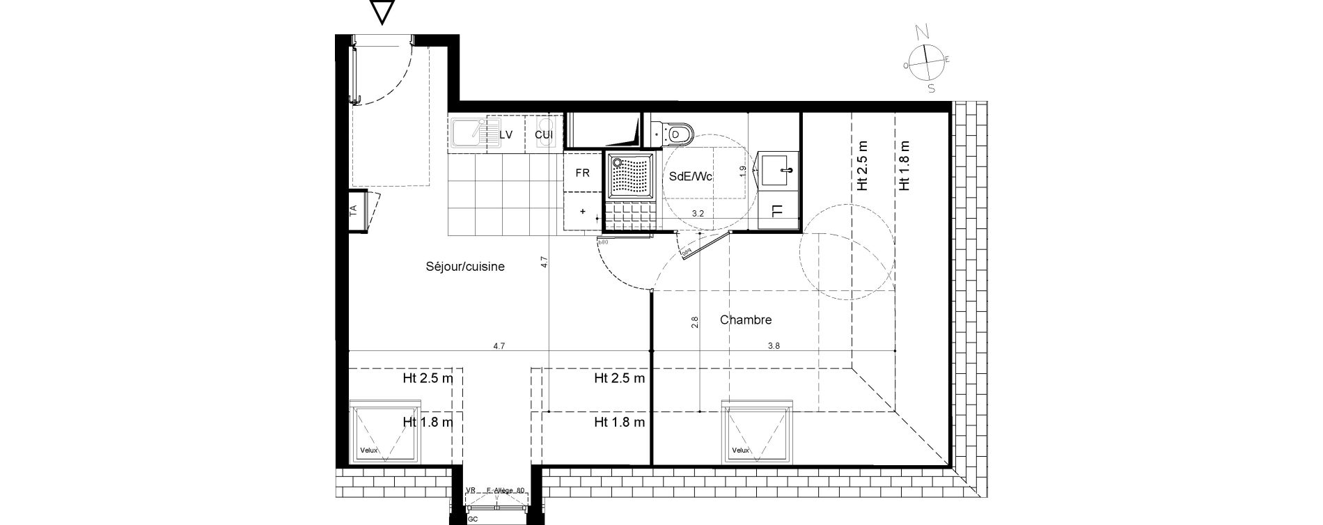 Appartement T2 de 39,96 m2 &agrave; Plaisir Centre