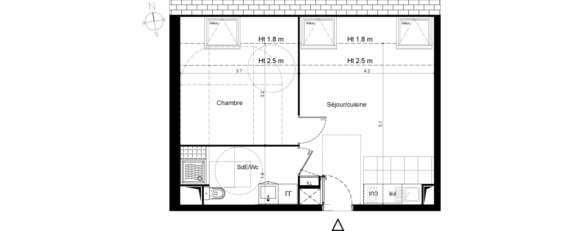 Appartement T2 de 39,28 m2 &agrave; Plaisir Centre