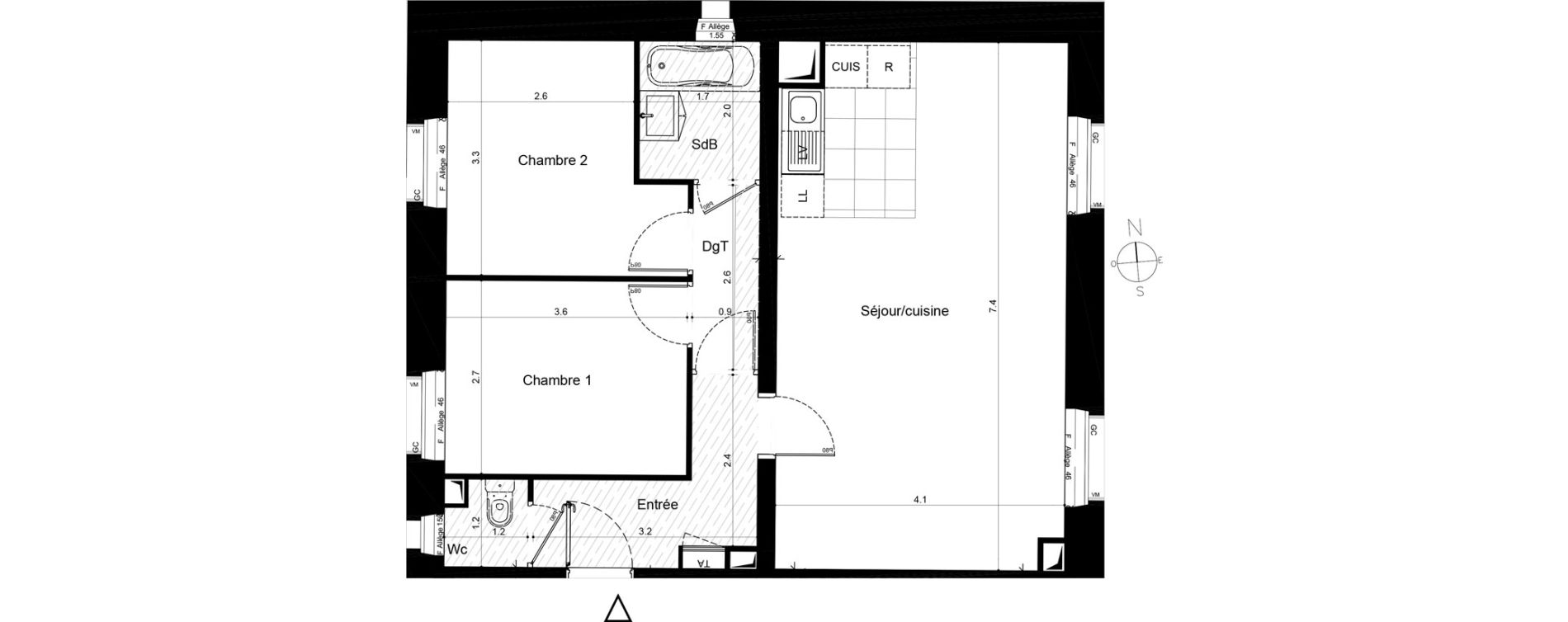 Appartement T3 de 60,76 m2 &agrave; Plaisir Centre