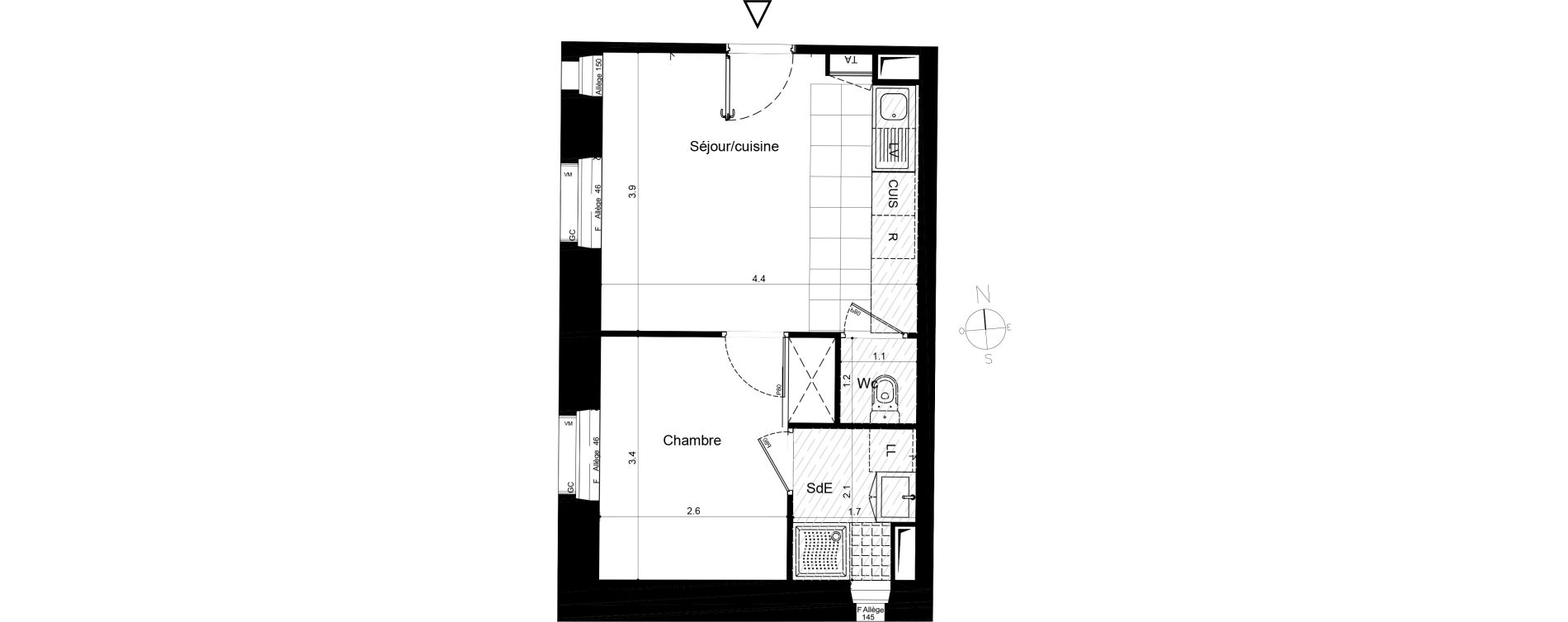 Appartement T2 de 30,83 m2 &agrave; Plaisir Centre