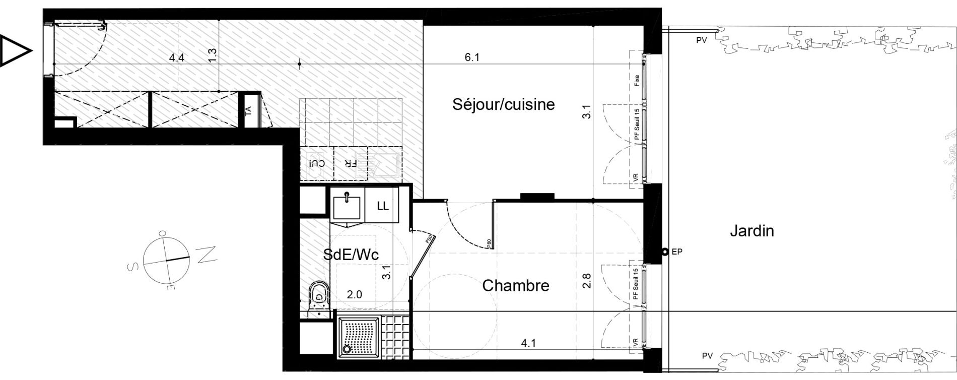 Appartement T2 de 39,83 m2 &agrave; Plaisir Centre