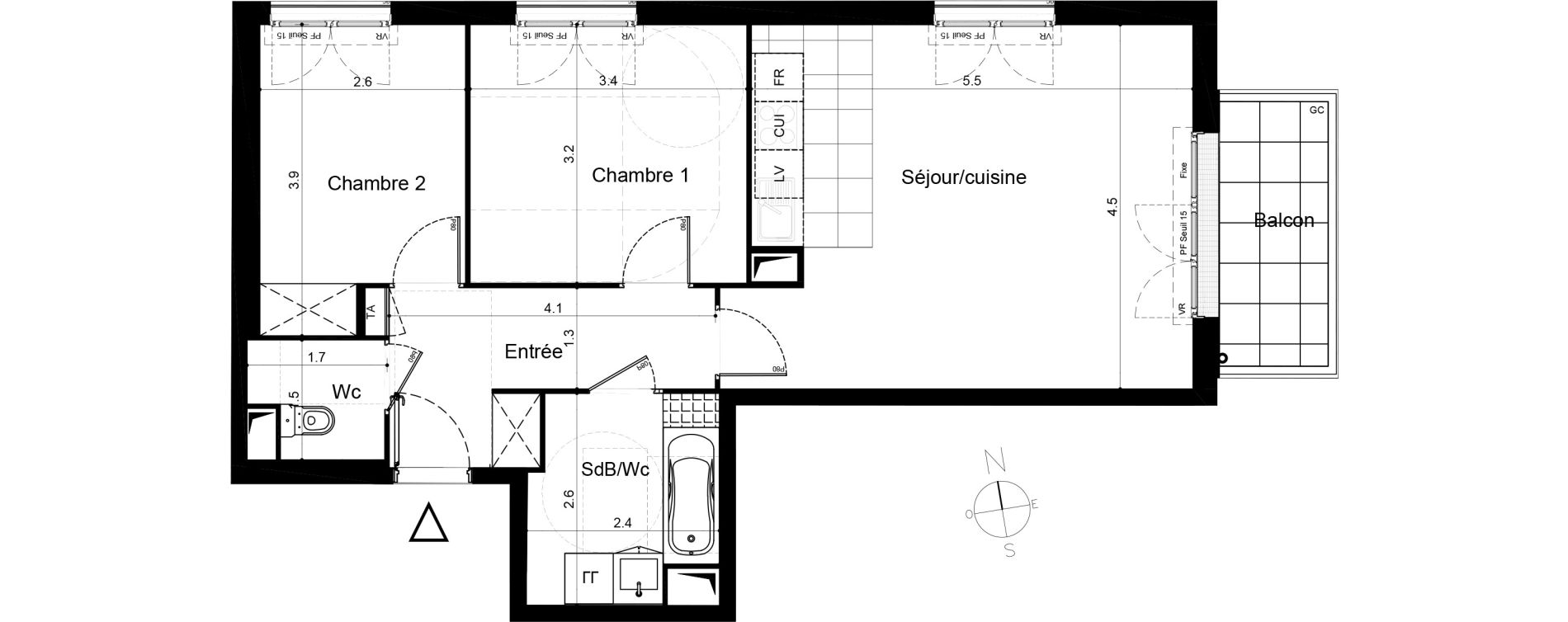 Appartement T3 de 60,17 m2 &agrave; Plaisir Centre