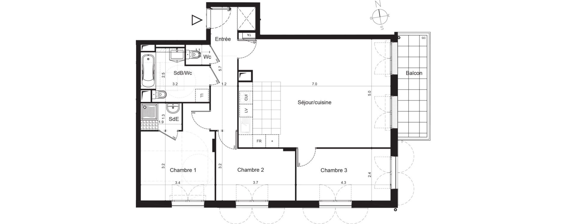 Appartement T4 de 84,89 m2 &agrave; Plaisir Centre