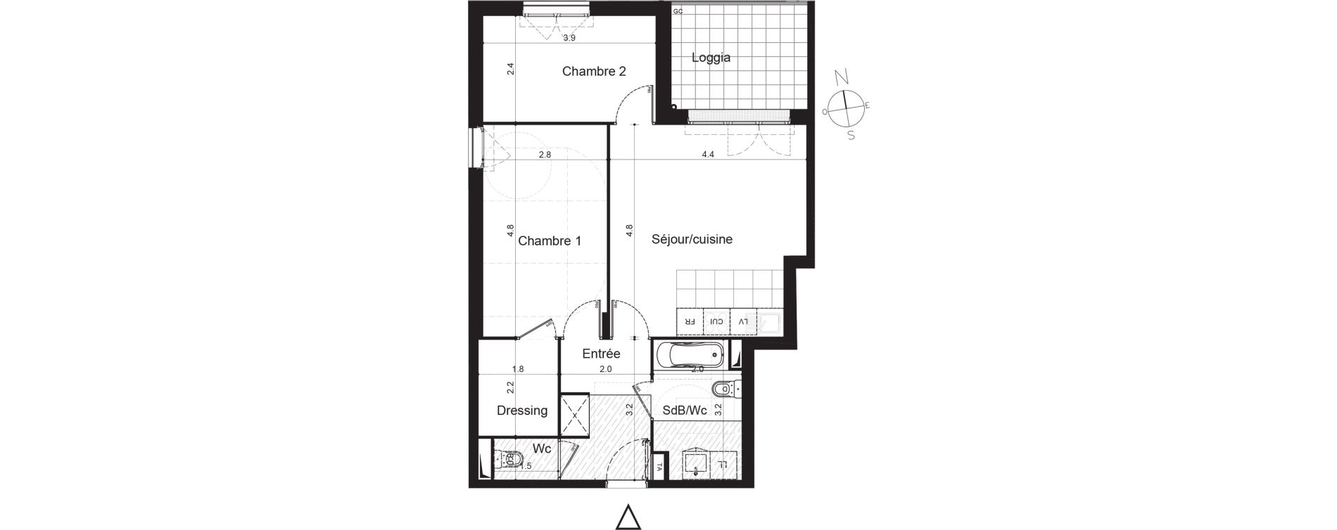 Appartement T3 de 60,82 m2 &agrave; Plaisir Centre