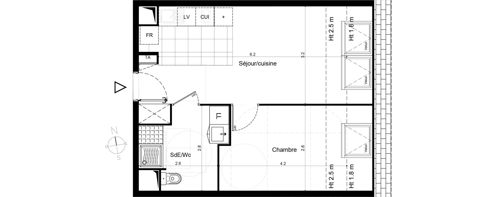 Appartement T2 de 39,69 m2 &agrave; Plaisir Centre