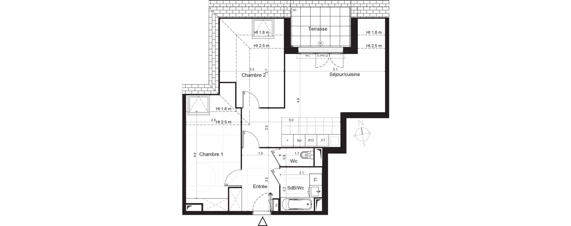 Appartement T3 de 61,16 m2 &agrave; Plaisir Centre