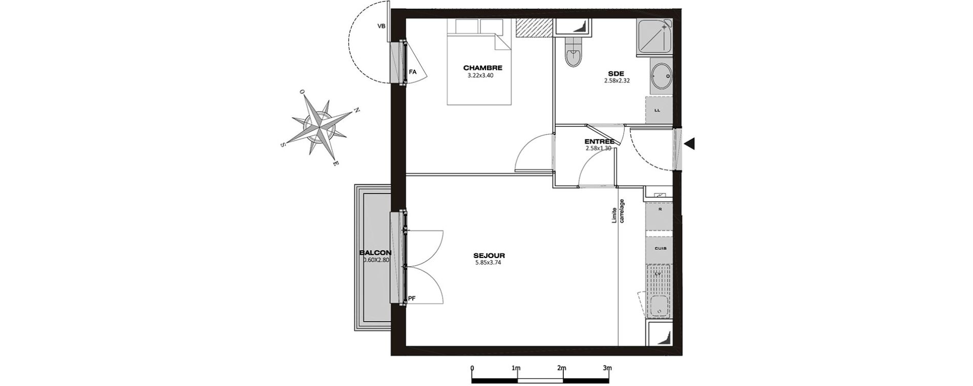 Appartement T2 de 40,55 m2 &agrave; Plaisir Les gatines