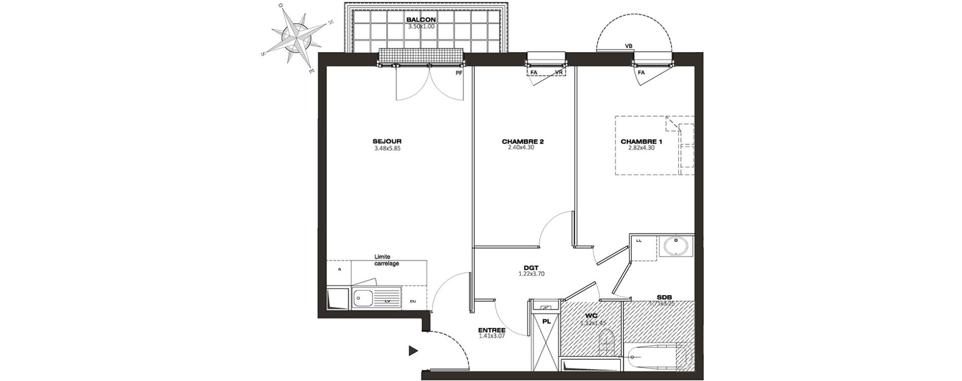 Appartement T3 de 58,39 m2 &agrave; Plaisir Les gatines