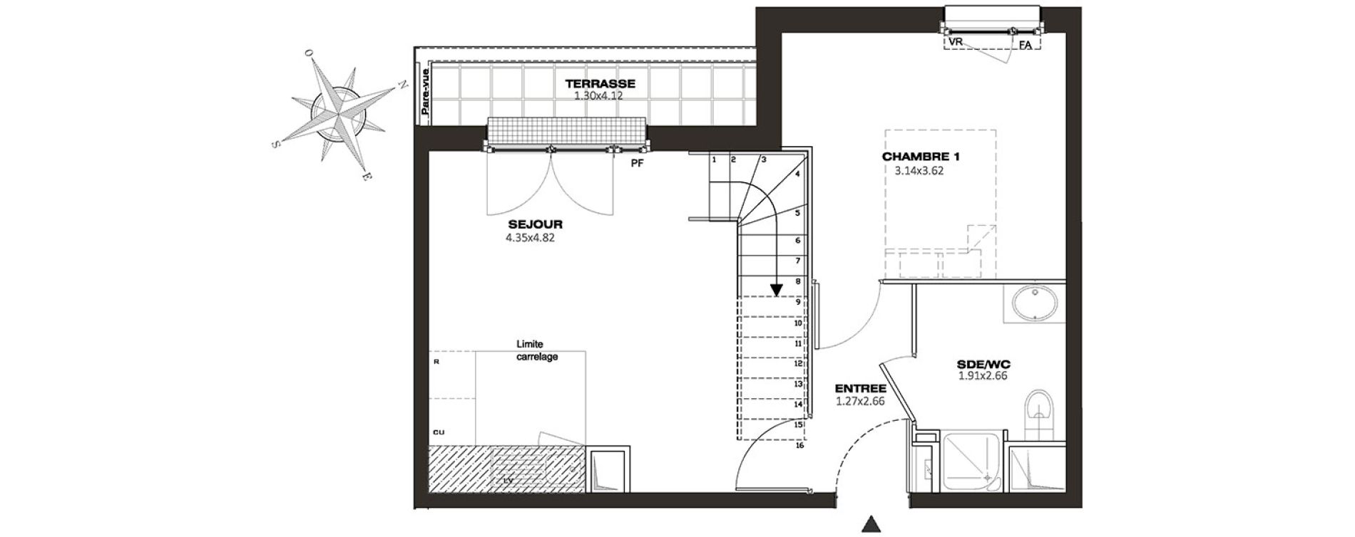 Duplex T4 de 92,24 m2 &agrave; Plaisir Les gatines
