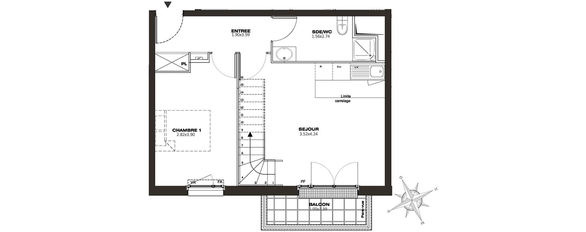 Duplex T4 de 87,38 m2 &agrave; Plaisir Les gatines