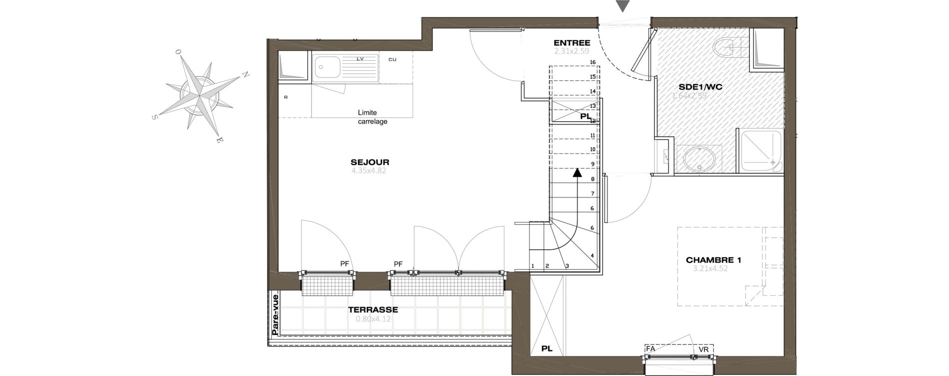 Duplex T3 de 68,44 m2 &agrave; Plaisir Les gatines