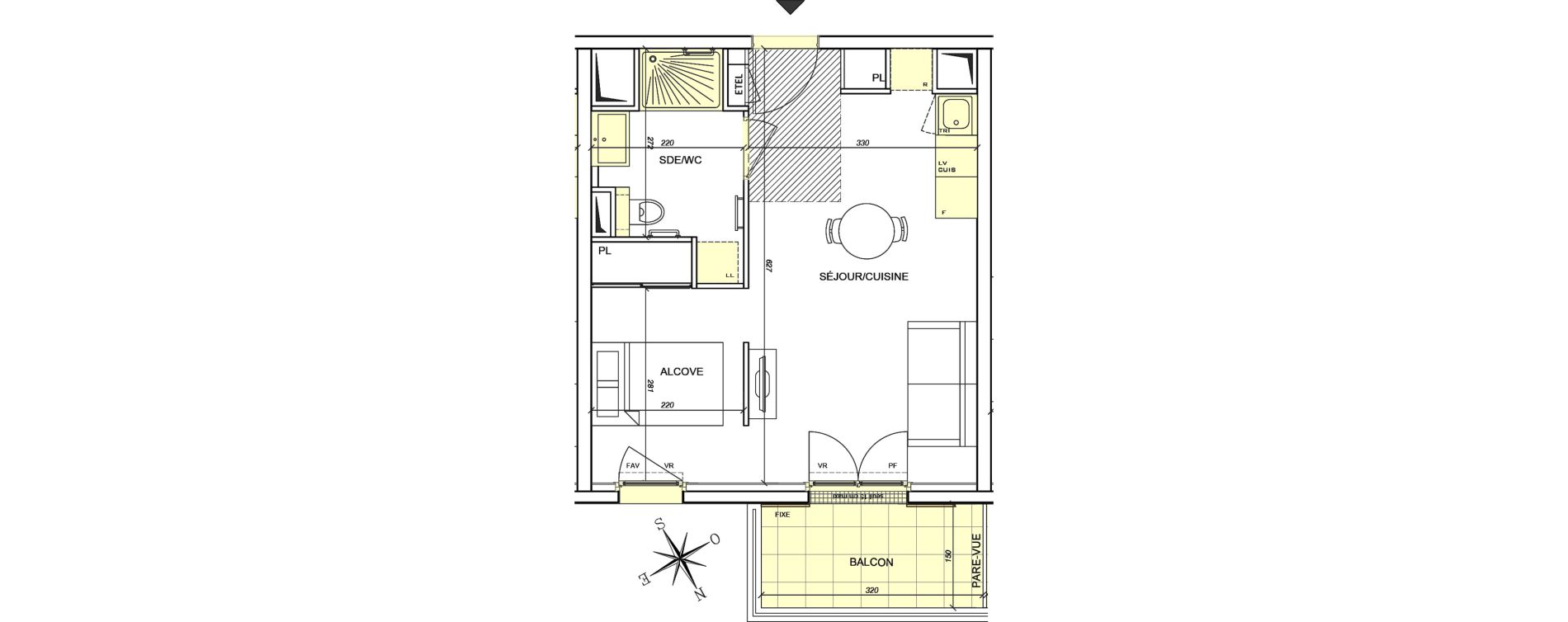 Appartement T1 meubl&eacute; de 32,75 m2 &agrave; Plaisir G&acirc;tines - la bataille