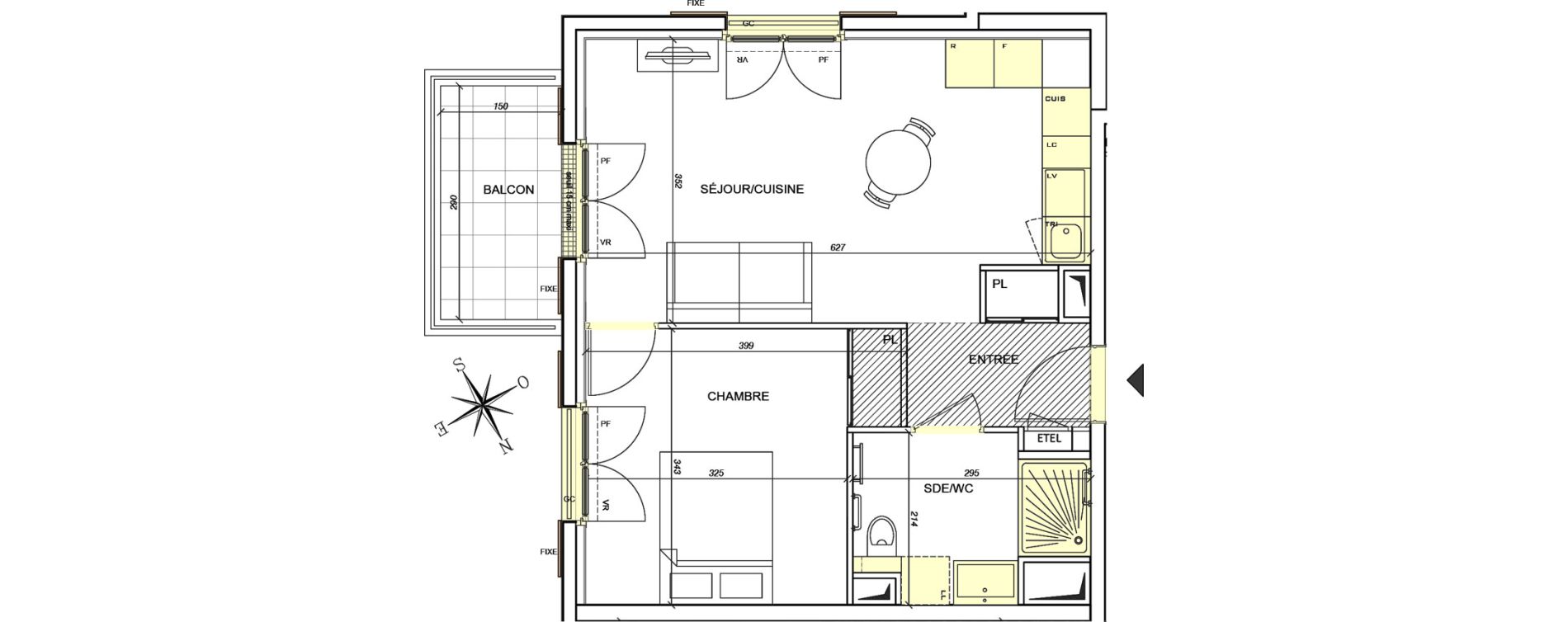 Appartement T2 meubl&eacute; de 41,80 m2 &agrave; Plaisir G&acirc;tines - la bataille