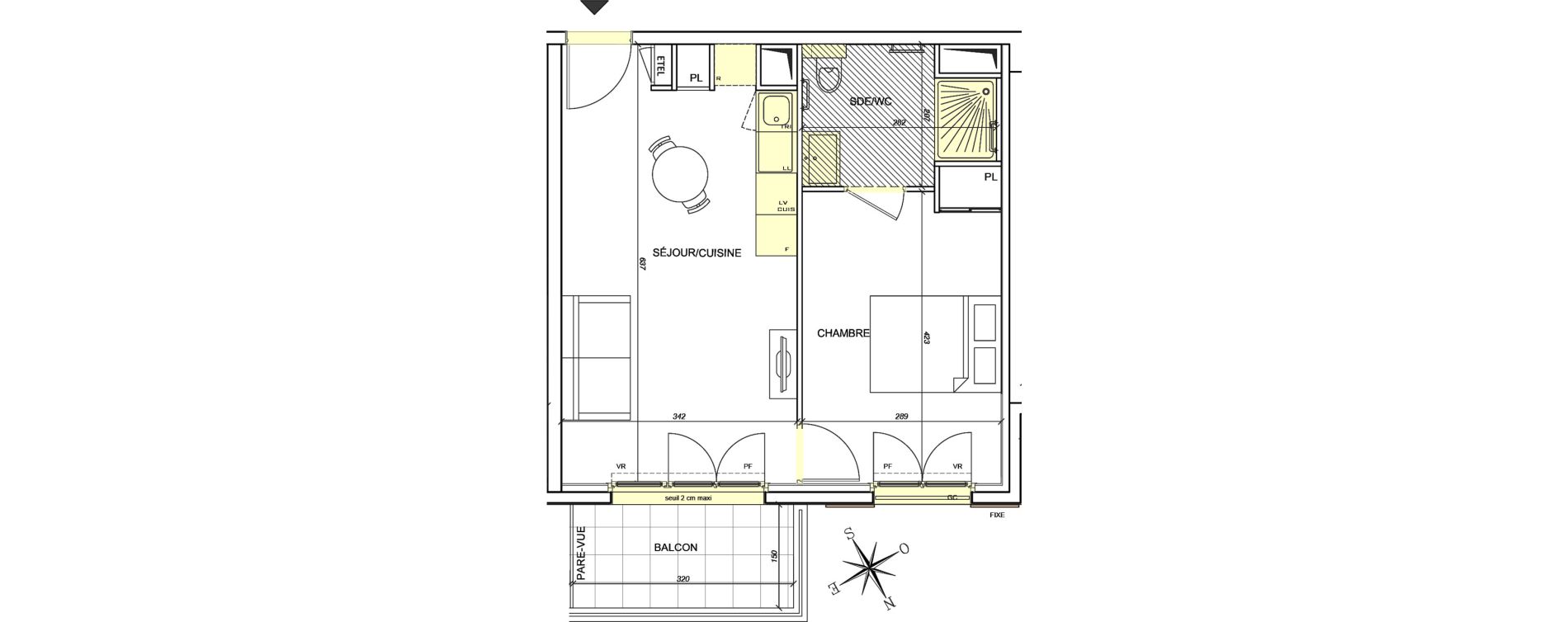 Appartement T2 meubl&eacute; de 38,69 m2 &agrave; Plaisir G&acirc;tines - la bataille