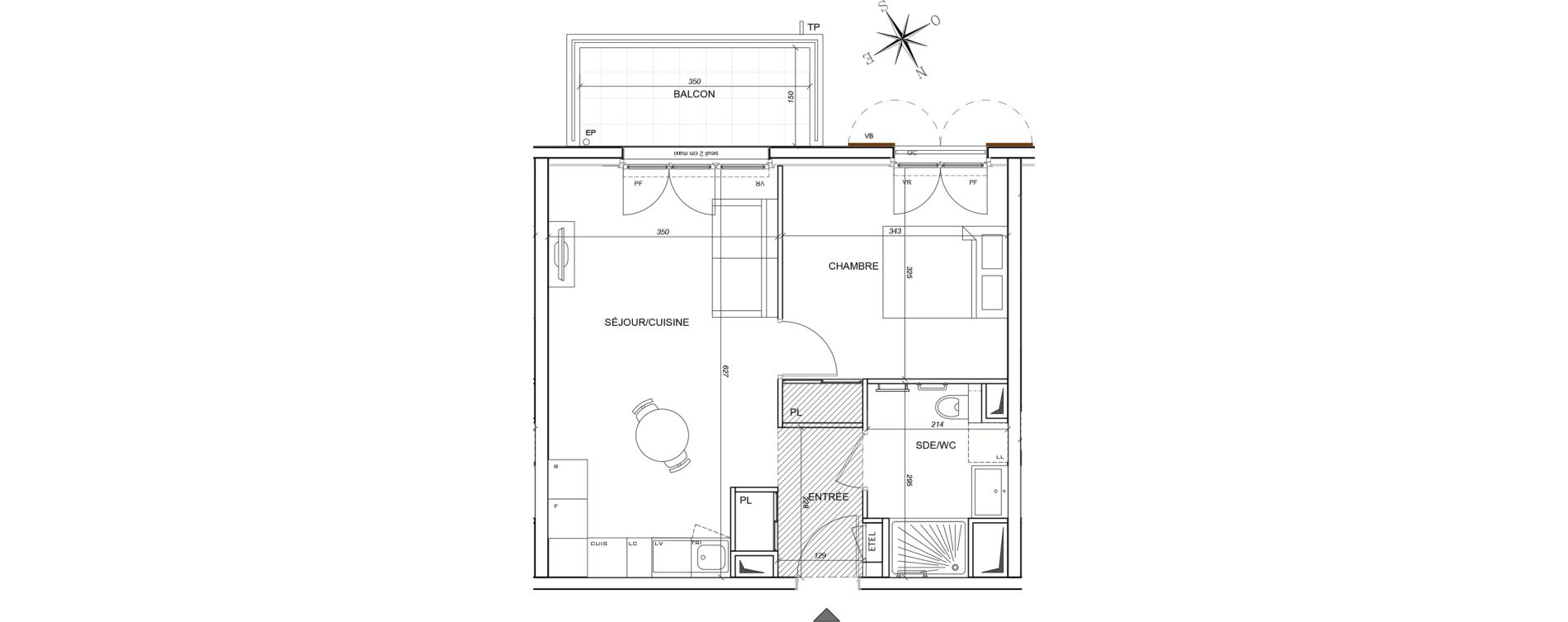 Appartement T2 meubl&eacute; de 41,67 m2 &agrave; Plaisir G&acirc;tines - la bataille