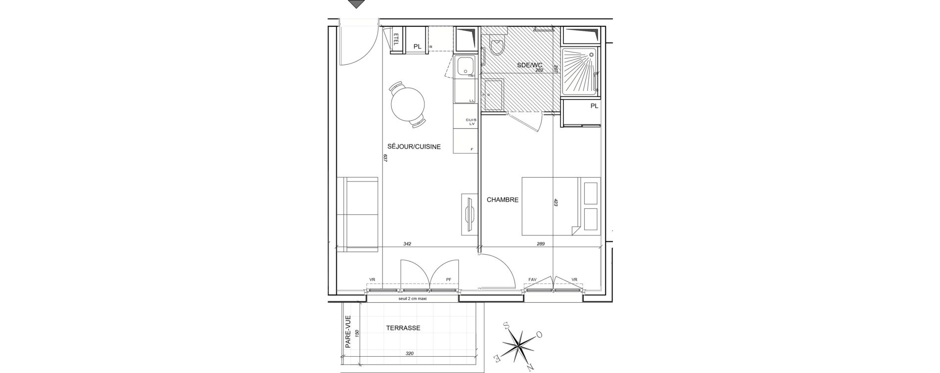 Appartement T2 meubl&eacute; de 38,68 m2 &agrave; Plaisir G&acirc;tines - la bataille