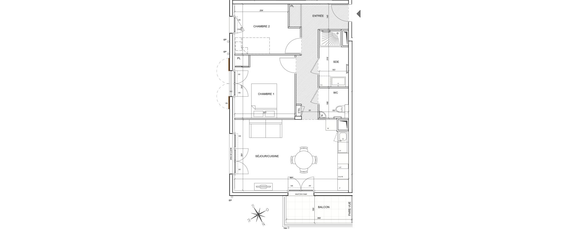 Appartement T3 meubl&eacute; de 61,72 m2 &agrave; Plaisir G&acirc;tines - la bataille