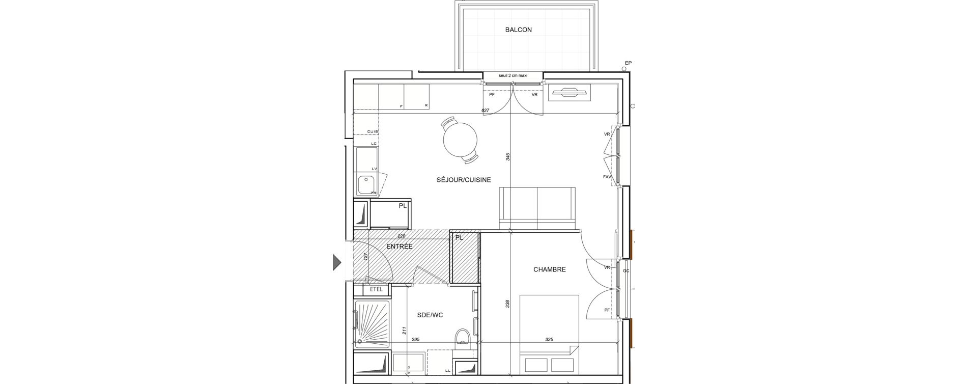 Appartement T2 meubl&eacute; de 41,10 m2 &agrave; Plaisir G&acirc;tines - la bataille