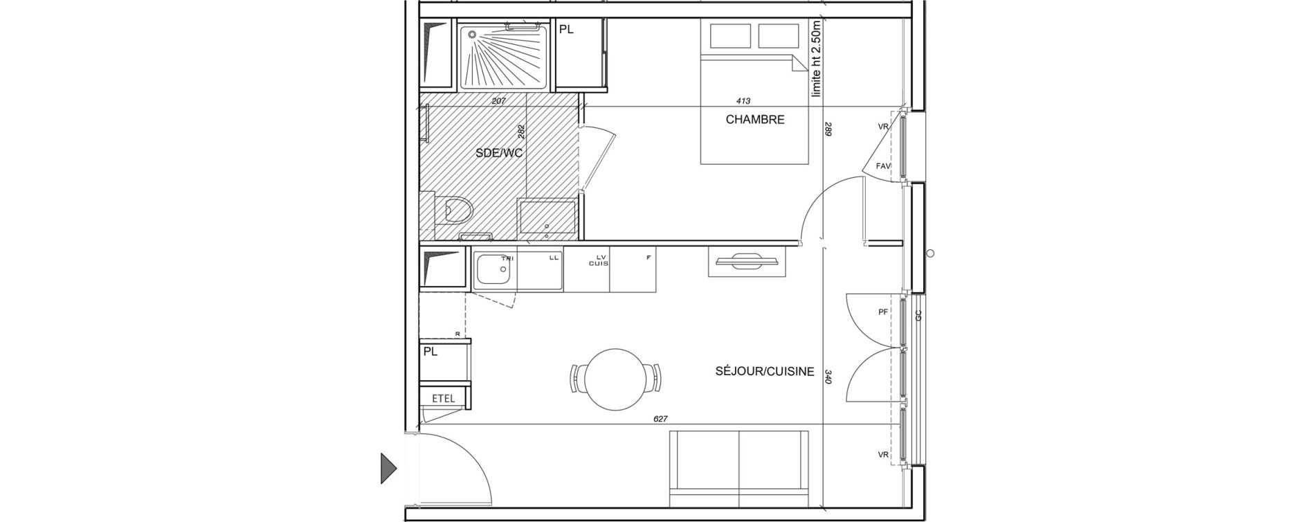 Appartement T2 meubl&eacute; de 37,93 m2 &agrave; Plaisir G&acirc;tines - la bataille