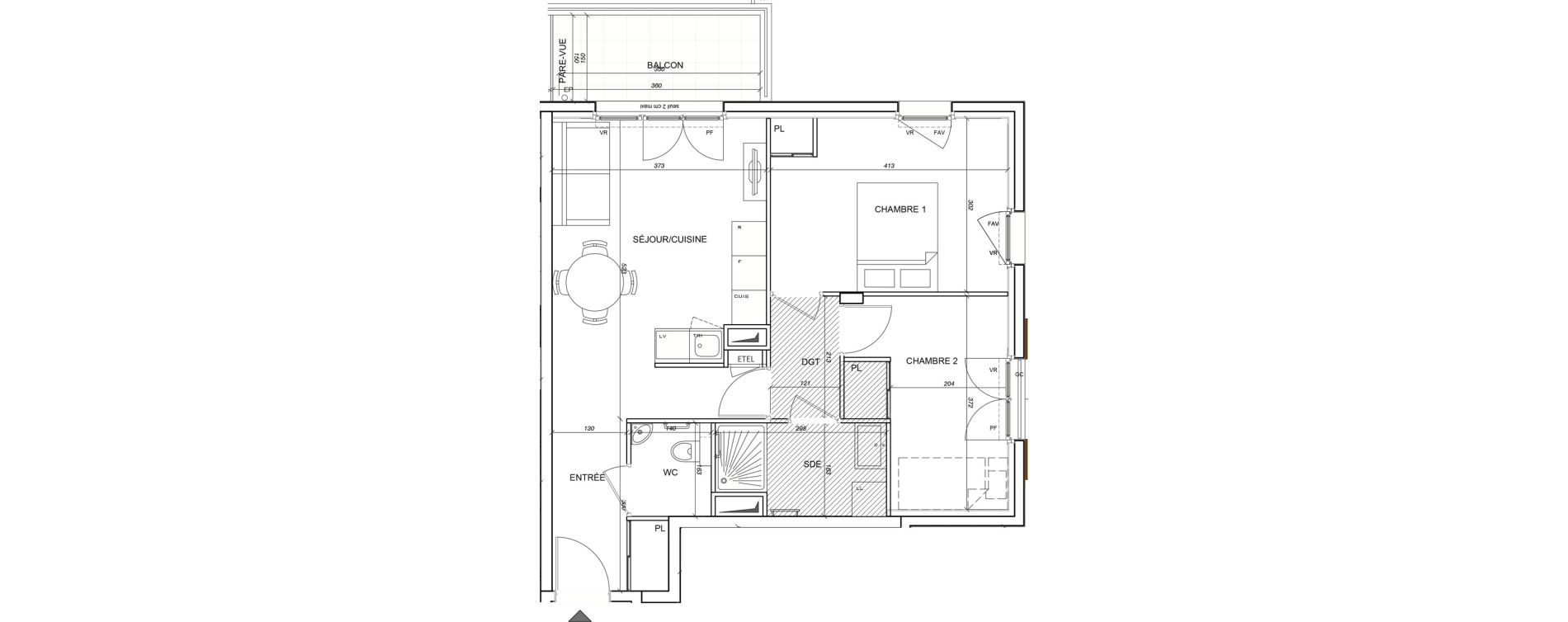 Appartement T3 meubl&eacute; de 54,70 m2 &agrave; Plaisir G&acirc;tines - la bataille